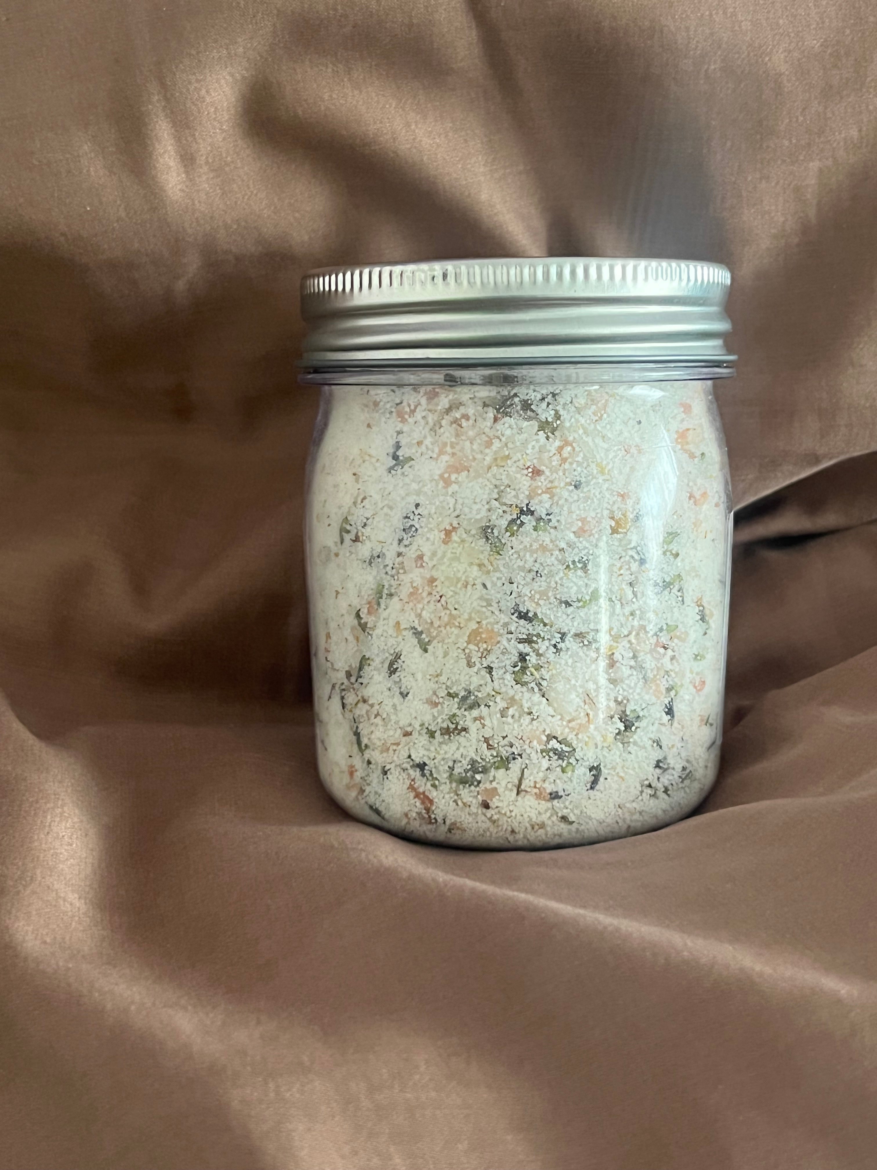 Lemon Lavender bath salts in small-batch packaging